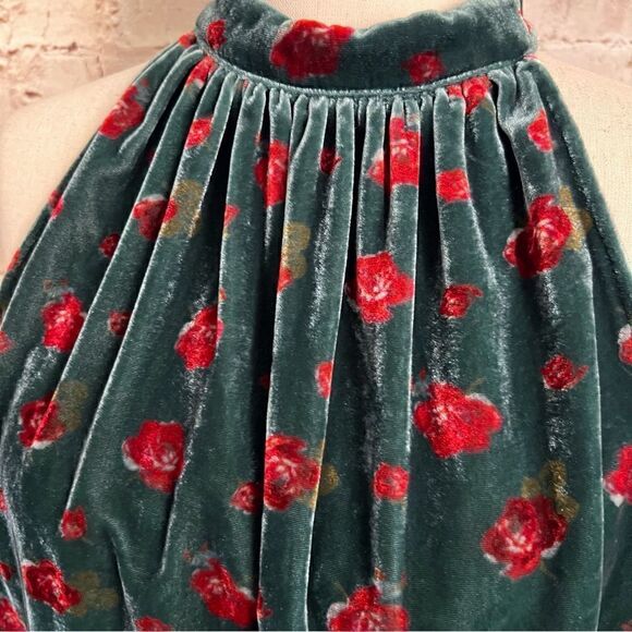 LOFT floral velour halter top sleeveless - Picture 4 of 7